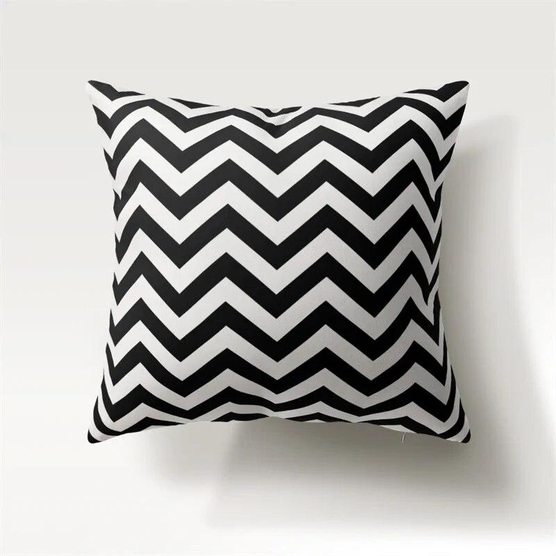Nordic Simple Fashion Black and White Geometric Polyester Pillowcase 45x45cm Sofa Chair Car Cushion Cover Home Decor Pillowcase