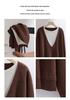 Women's Color Block Cashmere Sweater, Double Collar Two-Piece Design, Versatile Knitwear for Autumn/Winter.