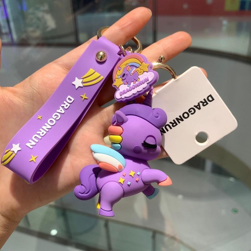 

Key Unicorn Cute Ring Charming Cartoon Style Metal Key Holder Ideal For Couples In Black фиолетовый