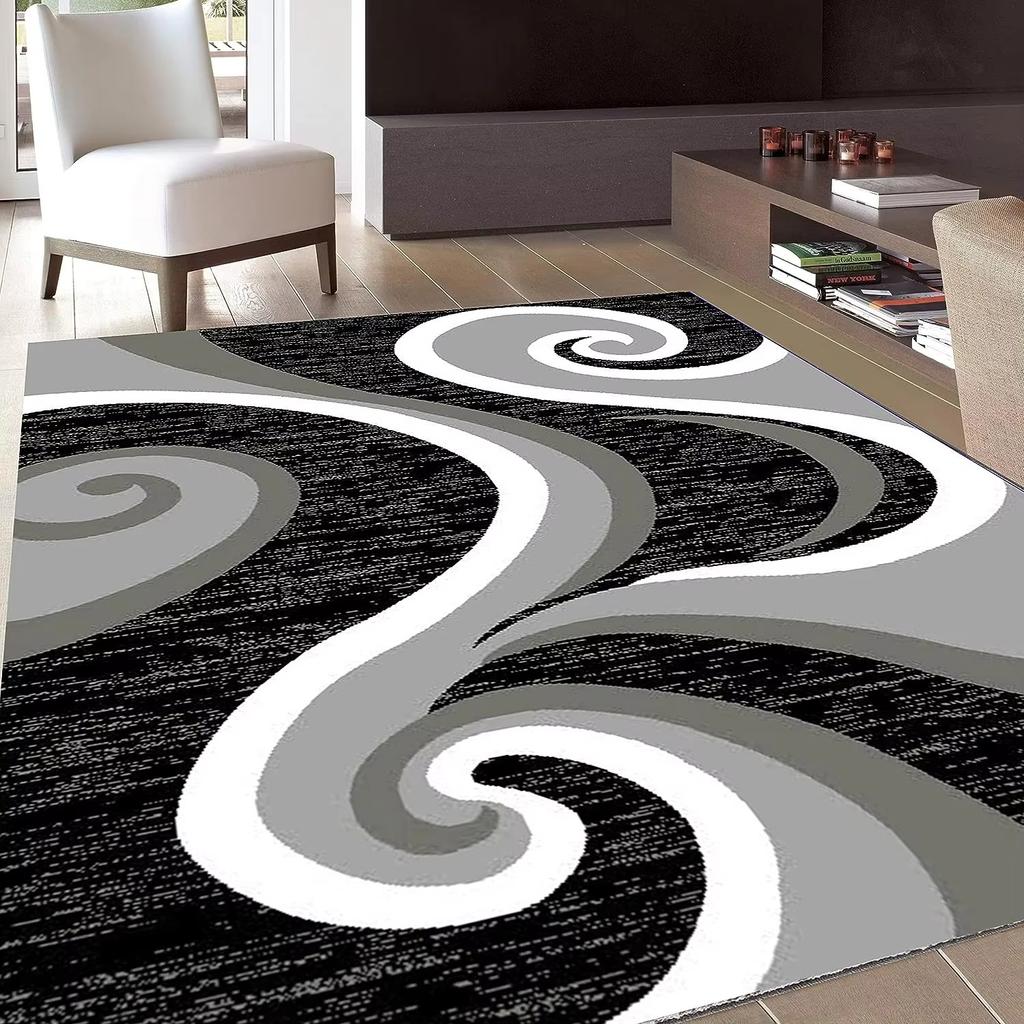 Modern Gray Black White Living Room Carpet  Decor Sofa Table Large Area Rugs Bedroom Anti-slip Floor Mat Hallway Alfombra