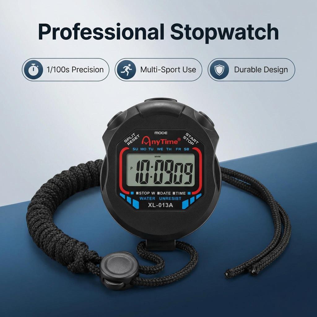 Digital Stopwatch Handheld Sports Timer Waterproof Multifunctional Stop Watch for Running Swimming Hiking Outdoor Competition