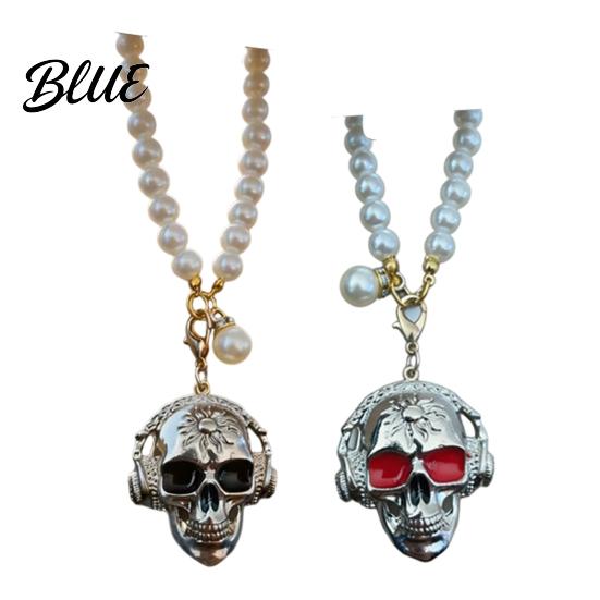 Skull Car Mirror Hanging Ornament Ornament Gothic Faux Pearl Chain Auto Rear Spooky Vehicle Accessories View Charm Funny Interior Pendant for Women