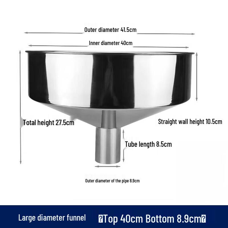 Industrieller Trichter aus Edelstahl mit großem Durchmesser