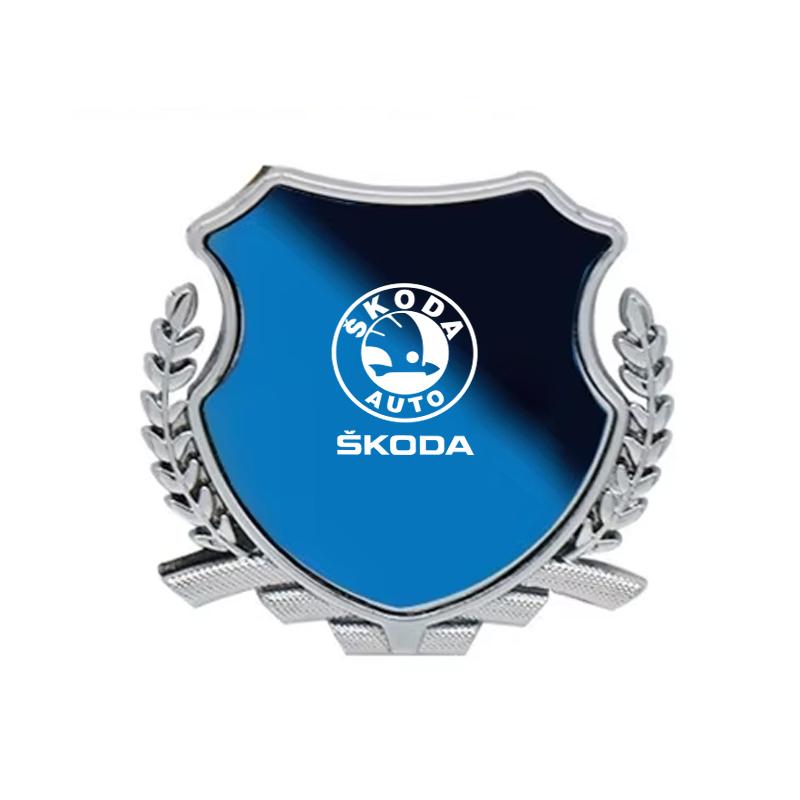 AER1 Metal Car Sticker Emblem Exterior Bodywork For Skoda Octavia Kodiaq Fabia Superb Karoq Yeti Rapid Vrs Accessories Key Case