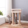Solid Wood Sisal Cat Tree with Space Capsule and Scratch Board