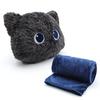 Cozy Cat Cartoon Throw Pillow Blanket With Plush Bunny Fur For Car And Home Use