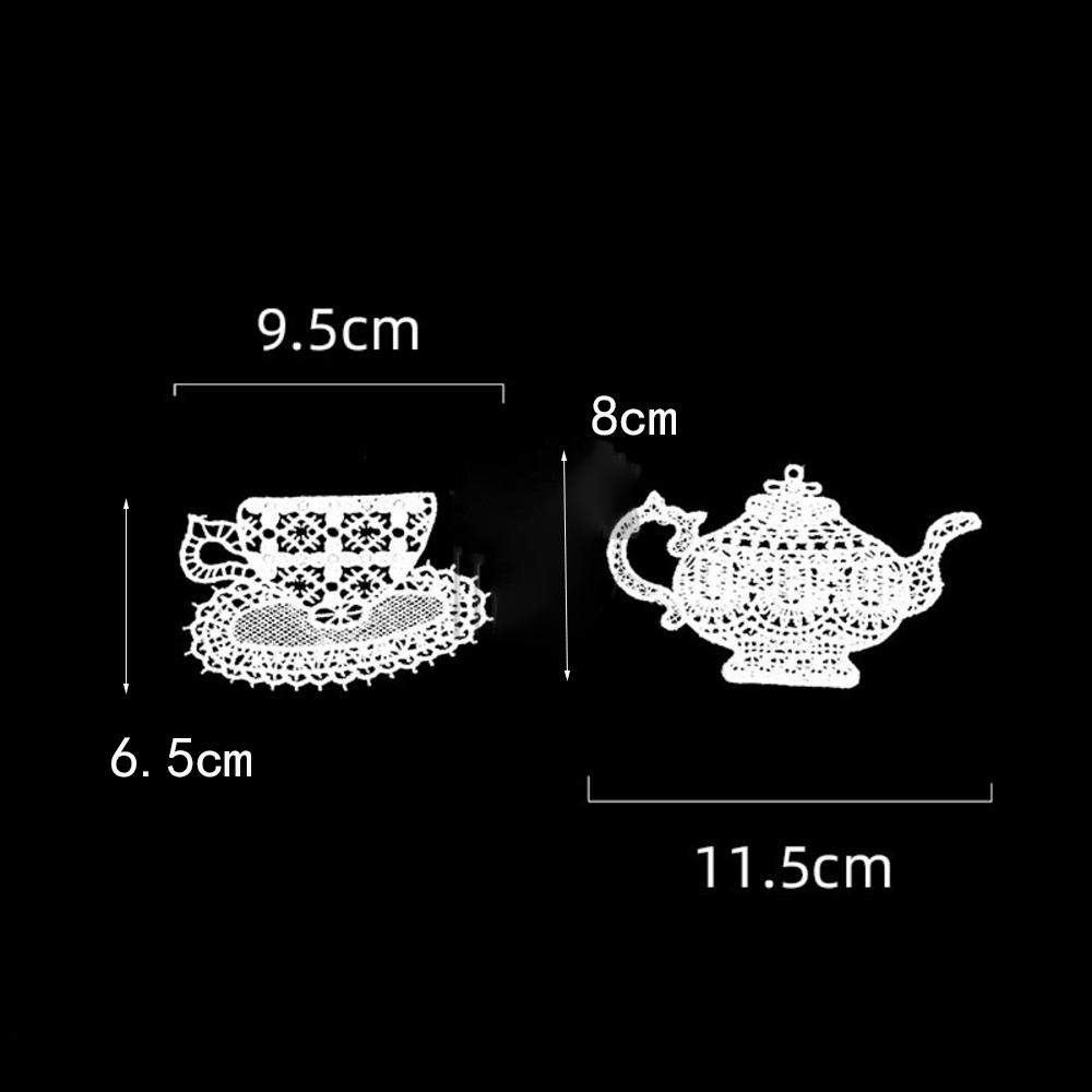 1 Pair White Tea Cup Embroidery Patches DIY T-shirt Appliques Repair Decoration