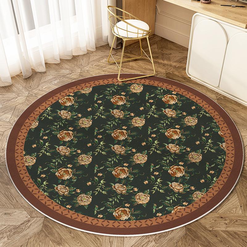 

VIKAMA Fresh Literary Crystal Velvet Floor Mats Study Bathroom Toilet Kitchen Living Room Durable Home Decoration 60X60CM(2X2FT