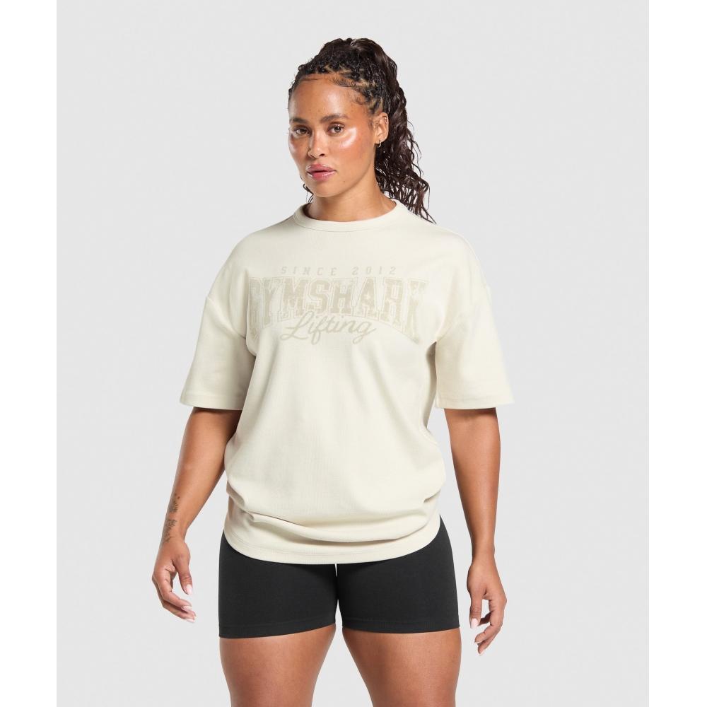 Gymshark Lifting Oversized Pump Cover Oat White B3c1q Wc1v