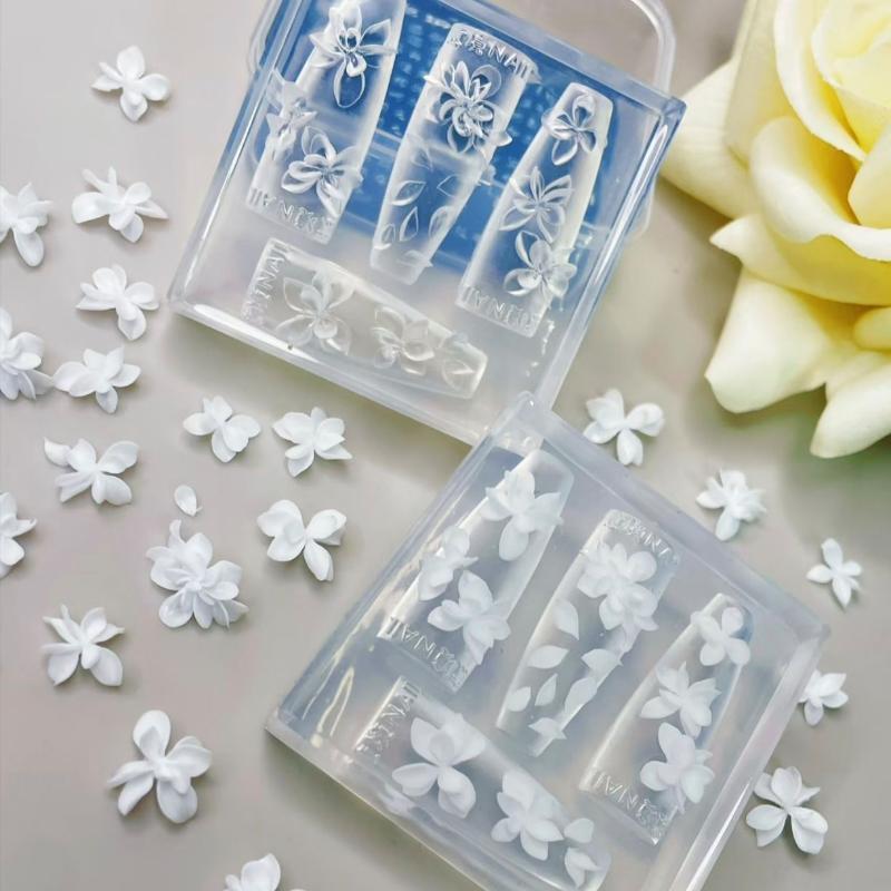 3D Silicone Flower Nail Mold DIY Nail Art Transparent Flexible Flower Template Reusable Decoration for Salon Home Manicure