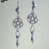 Cross-Border Trade Goddess Pentagram Moon Earrings - Pagan Witchcraft Design
