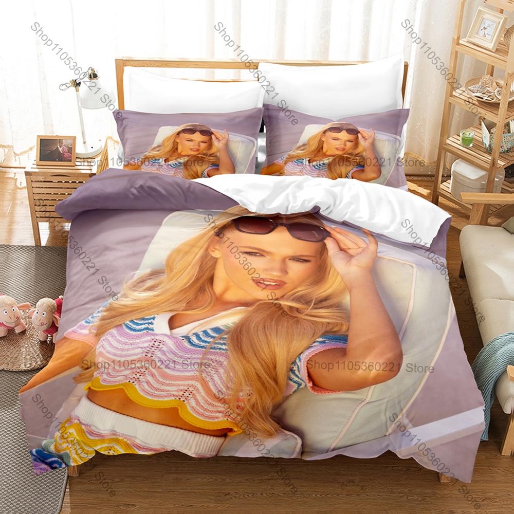Housse de couette Freya Skye + 2 taies d'oreiller, Ensemble de literie imprimé chanteuse actrice britannique Tissu doux Décoration de chambre à coucher Cadeau pour la famille de Freya
