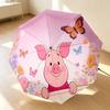 Pig Butterflies 8 Ribs 3Fold Black Glue Uv Protection Umbrella Sun Protection Rainproof Compact Folding Umbrella For Travel Daily Use C924795