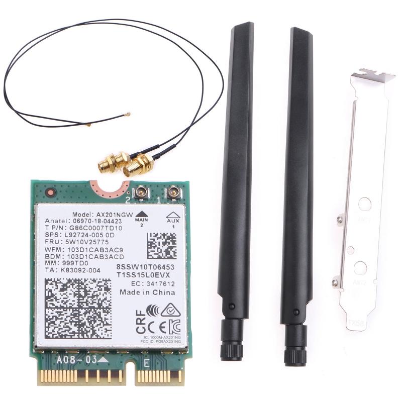 

WiFi Desktop Kit AX201NGW підтримує Wi-Fi 2,4 ГГц/5 ГГц 5.0 діапазону Включає радіочастотний кабель з високим коефіцієнтом посилення, антени та кронштейни