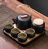 Quality Chinese Tea Set Hand-held Black Ceramic Teapot Teacup Set Kung Fu Tea Set Tea Box Purple Sand Charm Tea Pet Tea Ceremony