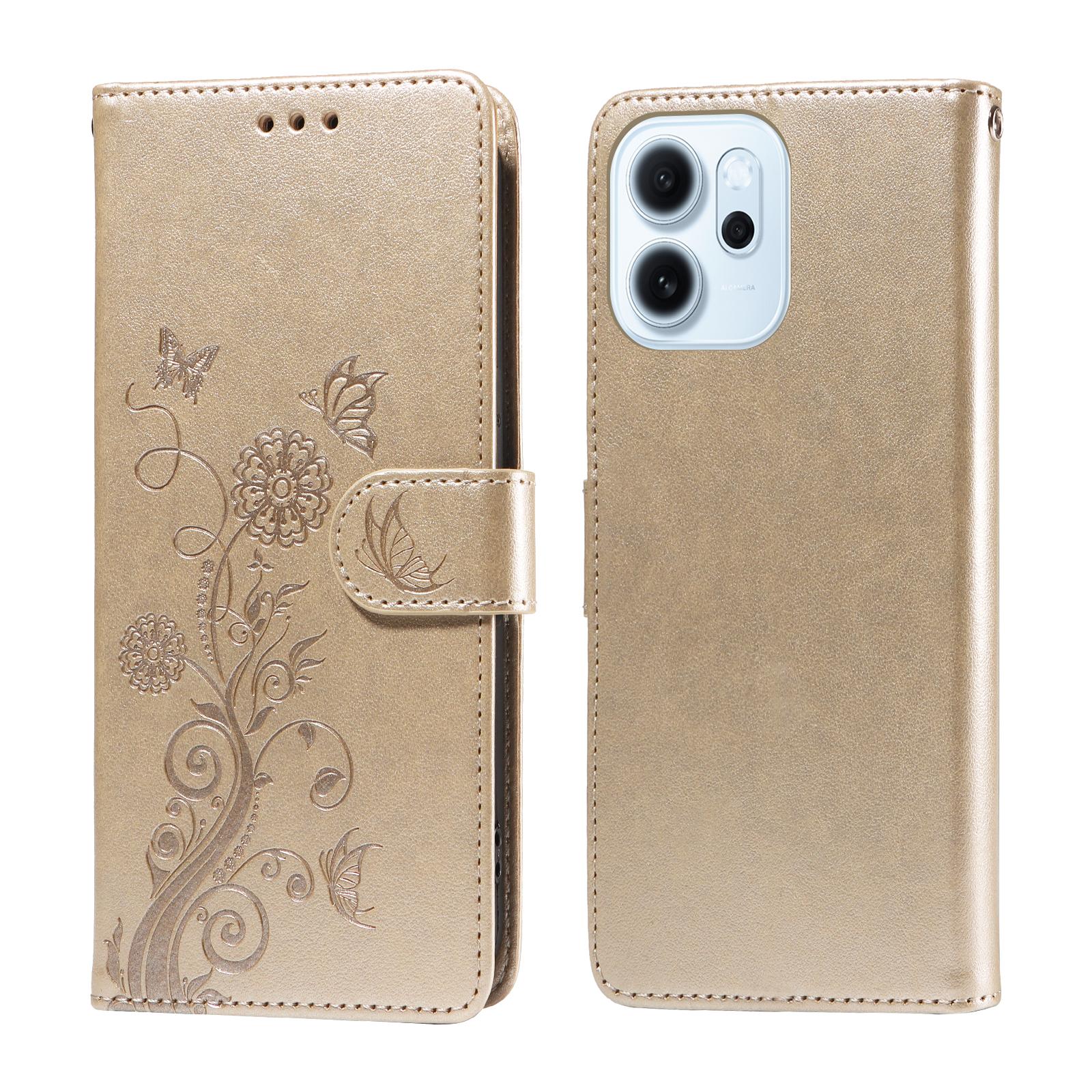 For Oppo Reno15 F 5G Leather Case Butterfly Floral Imprint Wallet Stand Cover
