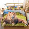 3D-Löwen-Bettwäsche-Set, bequemes Baumwoll-Bettbezug-Set, 2/3-teilig, EU/US/AU/UK, Einzelbett, Doppelbett, King-Size-Bett