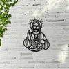 2D Flat Sacred Heart Metal Wall Art, Weather-Resistant Black Christian Silhouette Decor