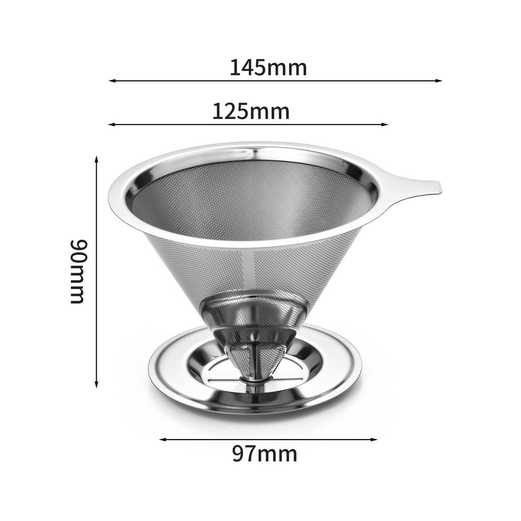 304 Edelstahl Kaffee- und Teefilter mit Basis - Multifunktionaler Netztrichter