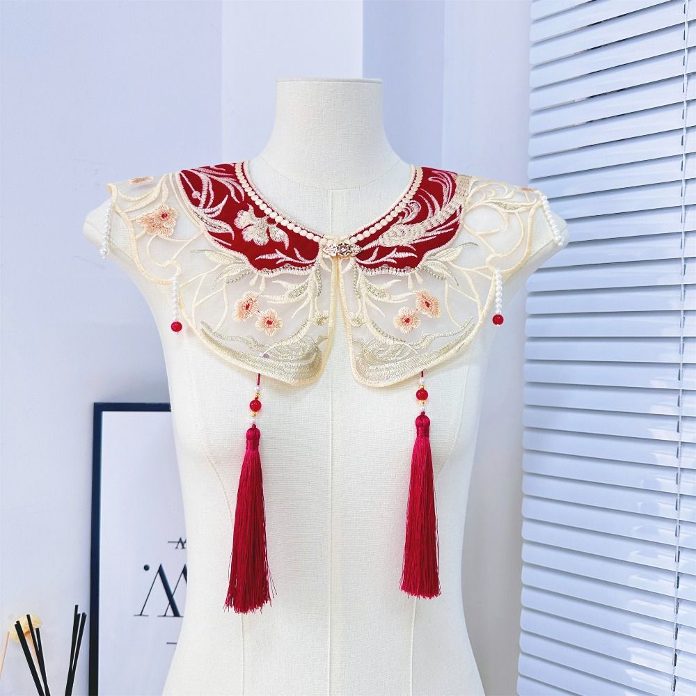 Chinese Style Embroidered Shawl Embroidery Design Detachable False Collar  Chinese Traditional