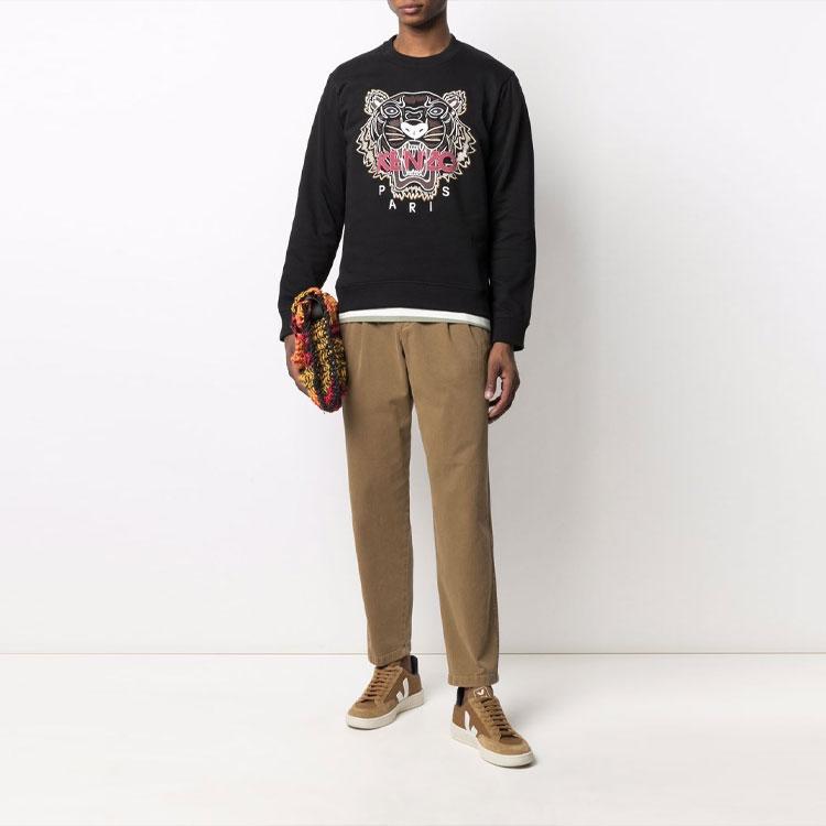 Kenzo Sudadera con capucha de punto para protegerse con estampado de bordado de cabeza de tigre FB65SW1234XA-99