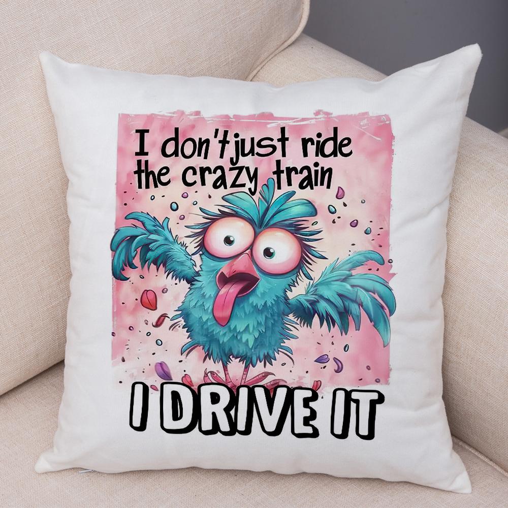Sassy Bird Character Pillowcase Double Print Humorous Avian Design Cushion Cover Soft Plush Witty Bird Theme Pillowcase