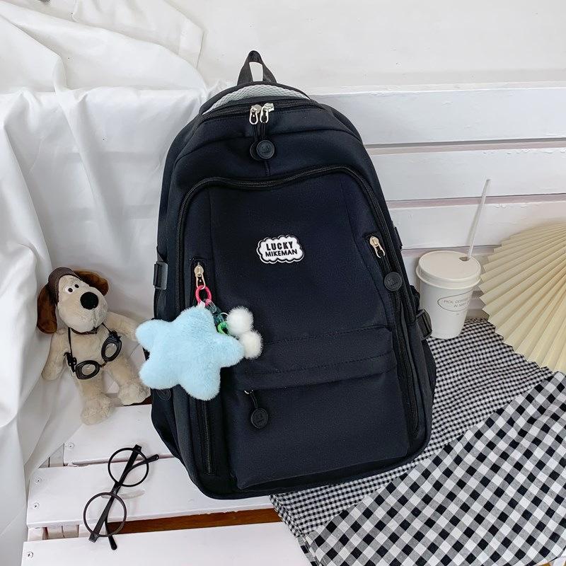 Schoolbag1011 Casual Backpack Male Female Junior High School Backpack College Student Simple School Bag Outdoor Travel Commuter Women's Bag