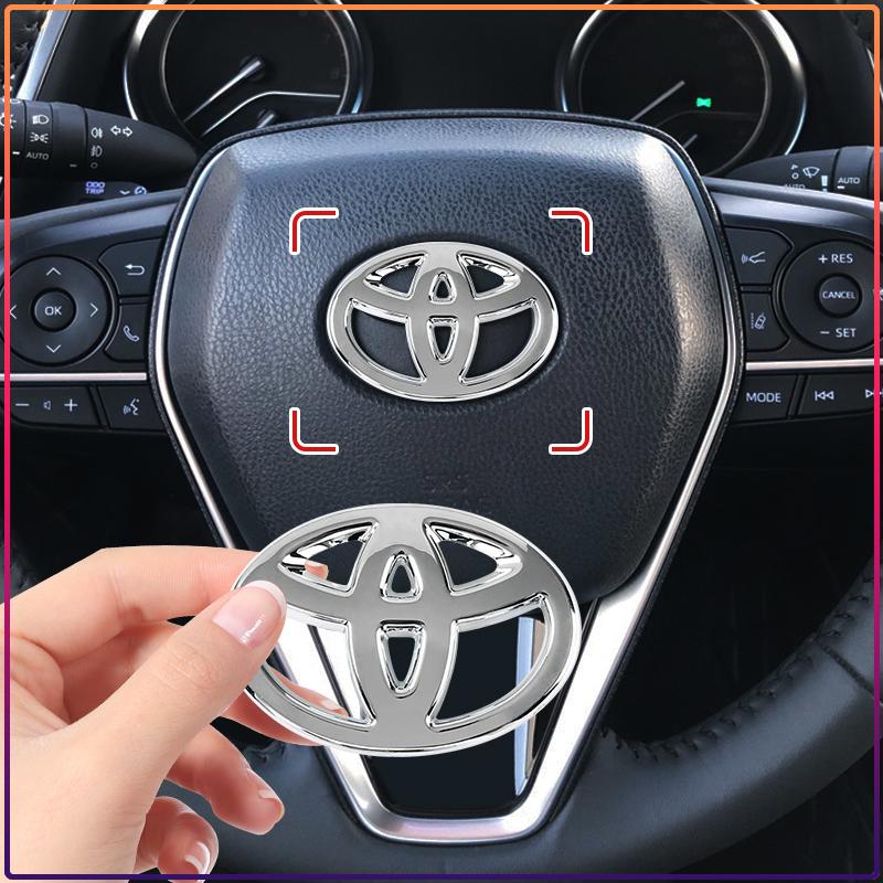 1Pcs Car Steering Wheel Emblem Badge Decal Sticker Auto Styling Decor Fit For Toyota Fortuner Chr Verso Prius Hiace Yaris Trd Corolla