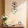 Large Floral Metal Wall Sculpture Laser Cut Iron Heart Base Heavy Duty Statement Art Home Decor Gift