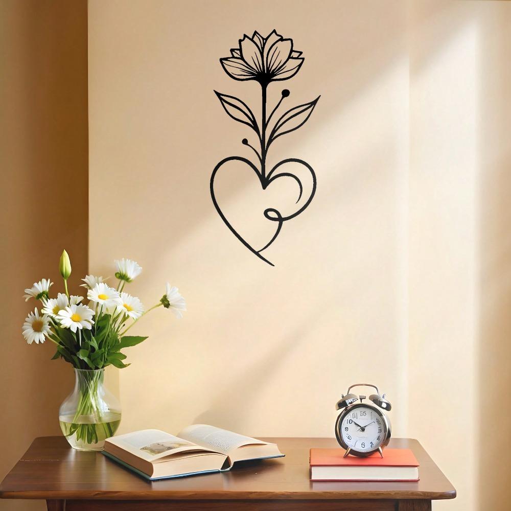 Large Floral Metal Wall Sculpture Laser Cut Iron Heart Base Heavy Duty Statement Art Home Decor Gift