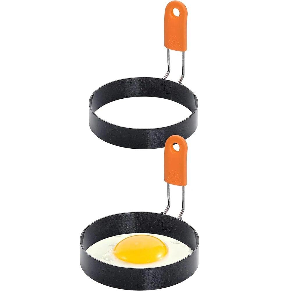 2/4pcs Per Set 6 Inch Professional Pancake Ring Stainless Steel Fried Egg Ring Griddle Shapers for Breakfast Omelette Sandwich