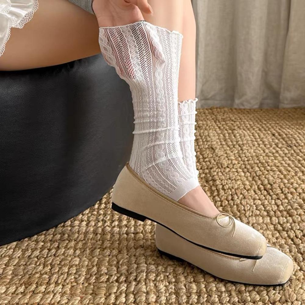 Guêtres à volants plissés Chaussettes fines pour les jambes Élégantes couvre-jambes pour femmes