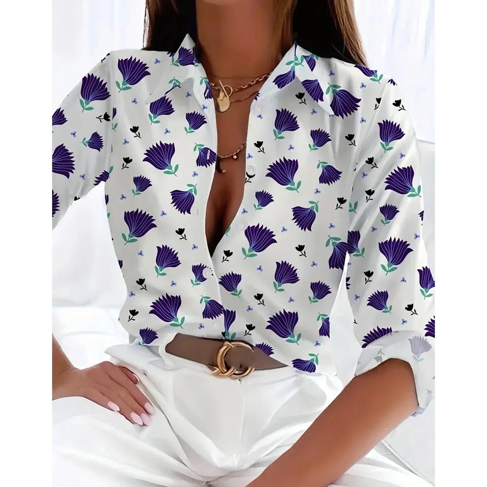 Fashion Women's Shirts Summer Leopard 3D Printed Women's Long Sleeve Tops Spring Autumn Casual Loose Tops Long Sleeve Shirt
