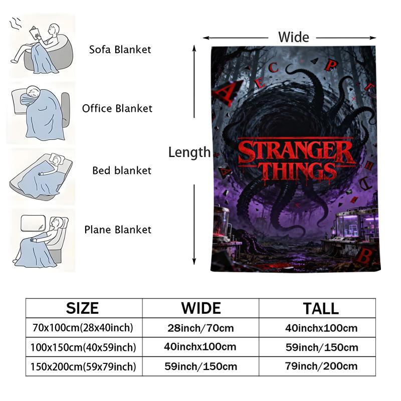 1PC Sci-Fi Horror S-Stranger T-Things Blanket Soft Warmth Flannel Throw Multifunctional Blanket Cozy Home Decorative Fans Gift