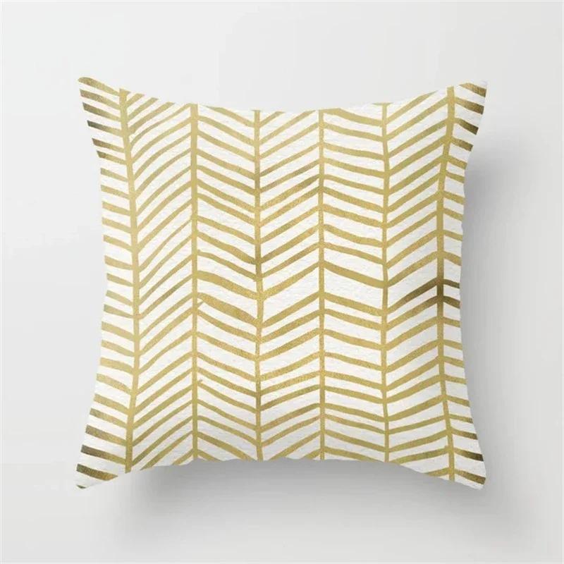 Rose Gold Pink Palm Pillowcase Tropical Plants Polyester Cushion Cover Pillowcase For Living Room Sofa Car Home Decor 45X45Cm