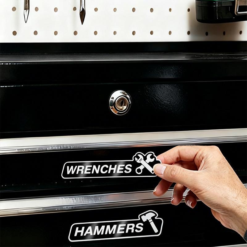 12 Pcs Tool Box Magnetic Labels with Icons, Automotive Toolbox Magnet Stickers