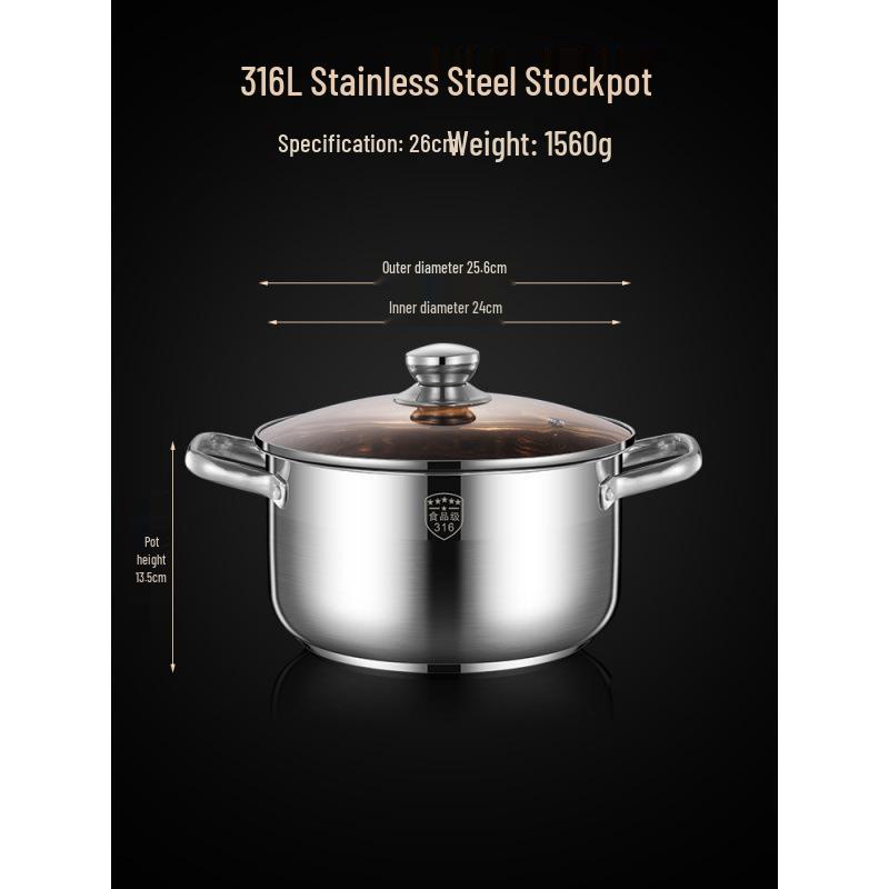 2025 Three-Layer 316 Stainless Steel Steamer & Soup Pot for Induction & Gas Stoves