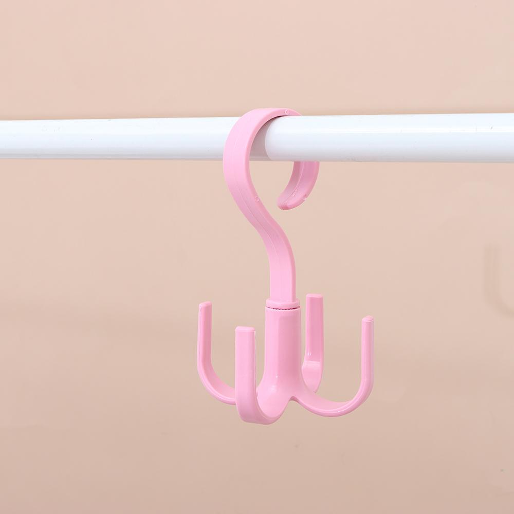 Shelf Storage Nail-free Tie Holder Multifunction Rotating Four-claw Hook Plastic Hanger 4 Hook