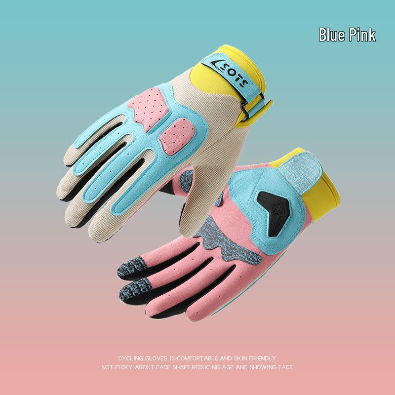 Unisex Retro Touchscreen Full-Finger Motorcycle Gloves - Breathable, Sunscreen, Summer Riding