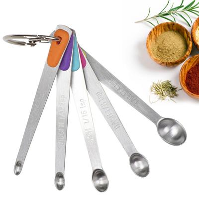 5 Teile/satz Mini Messlöffel Bunte Silikon Edelstahl Langen Griff Lebensmittel Grade Präzise Messung Scoop Küche
