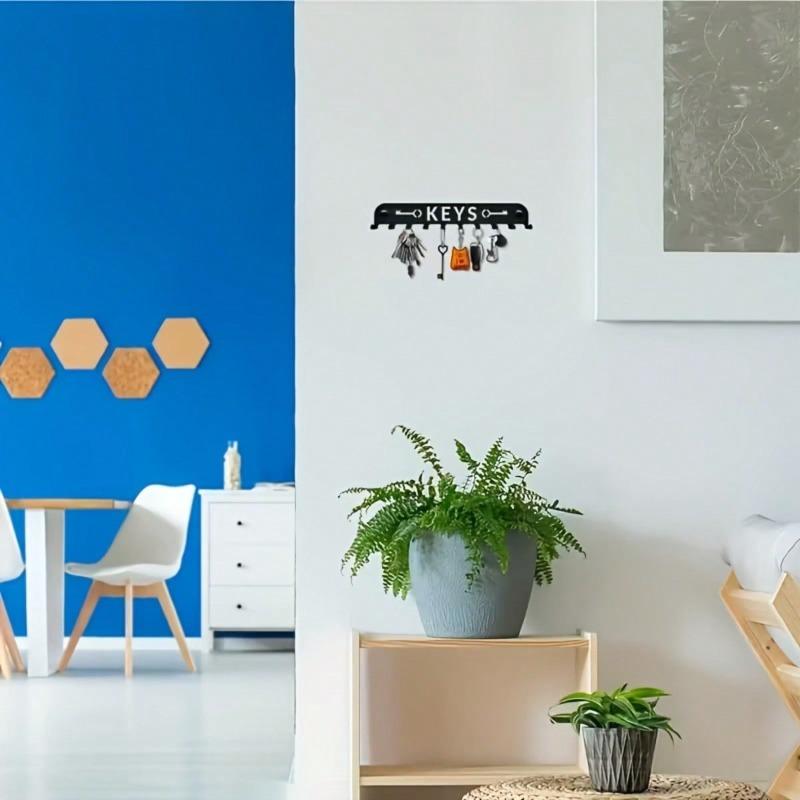 Heavy Duty Modern Black Metal Wall Hook Key Holder Space Saving Vertical Organizer for Entryway Bathroom Easy Screw Mount