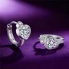 Brincos de Argola Coração com Pedra Zircônia Branca Femininos Fofos Moda Vintage Cor Prata Casamento Para Mulheres