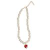 Heart Necklace Unique Sparkling Rubys Heart Pendant Choker Fashion Pearl Strands Necklace for Women Jewellery Gift Women