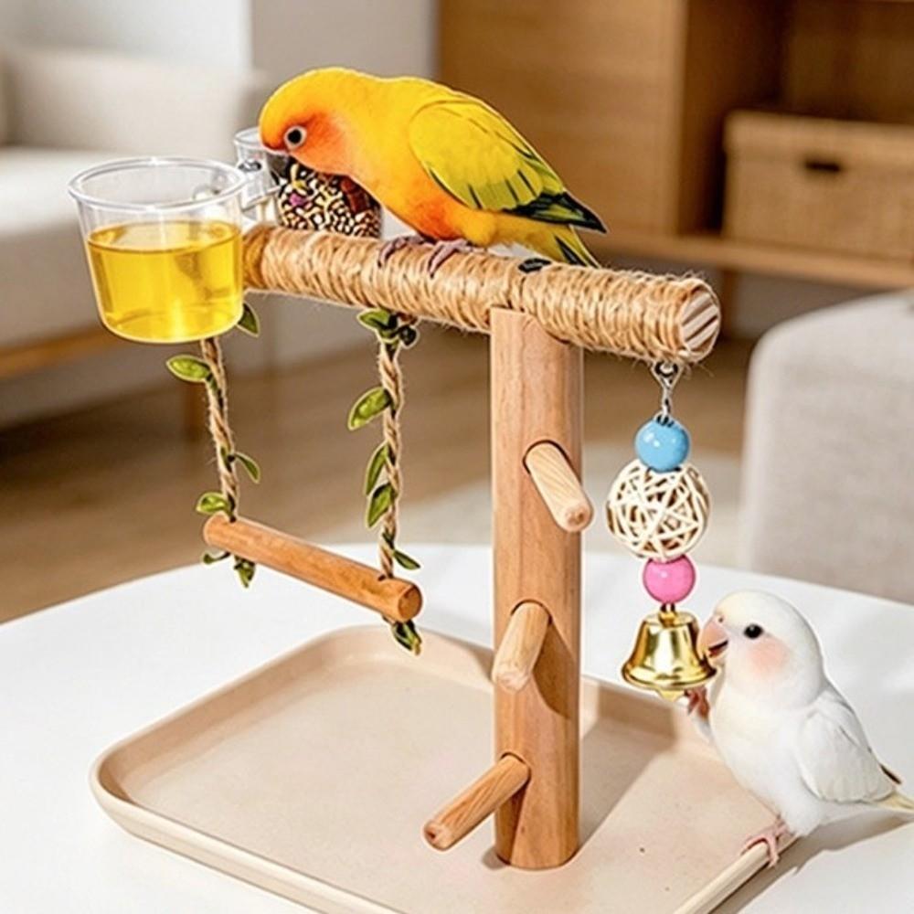 Durable Parrot Tray Rack Bite Resistant Bird Platform Food Box Parrot Perch Shelf Pet Interactive