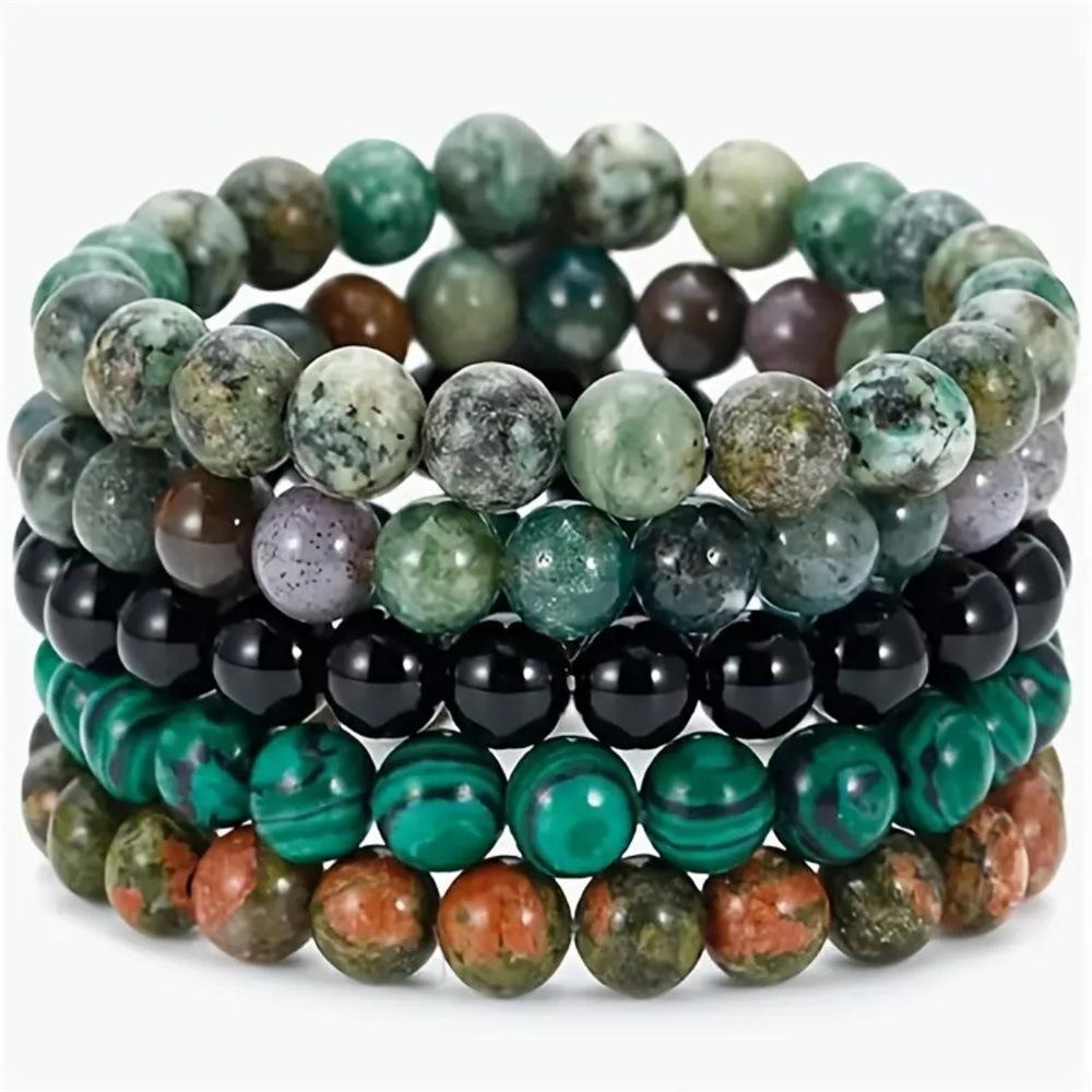 JYL TS Bracelet Unisex  Green Beads Promotes Prosperity And Emotional Balance L0382-5PS хром желтый