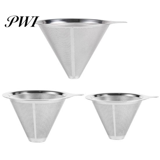 Drip Coffee Filter 304 Stainless Steel Double Layer Fine Mesh Paperless Reusable Food Grade Pour Over Dripper Cone Strainer Funnel Maker Accessories