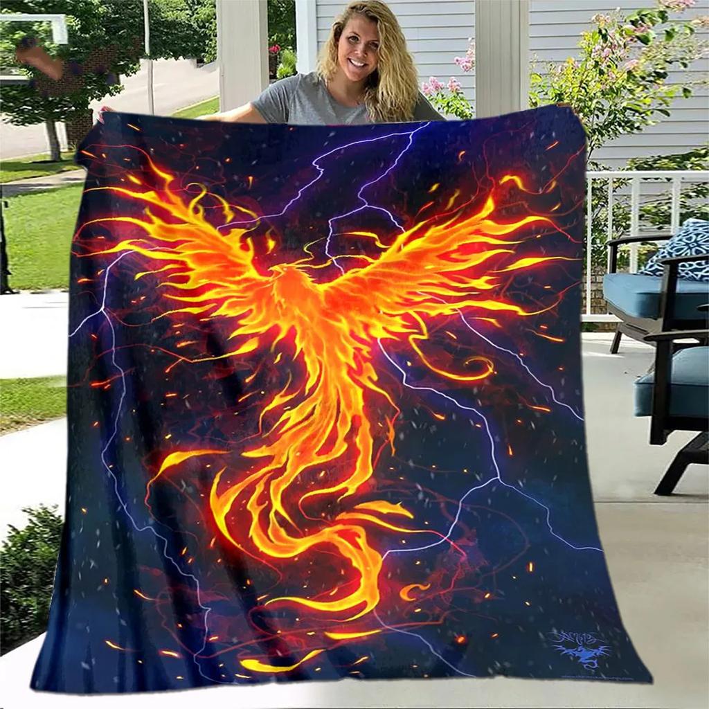 Inferno Phoenix Series digitalprinted polyester Bedroom velvet flannel cover blanket Fleece soft sofa cover blankets for beds