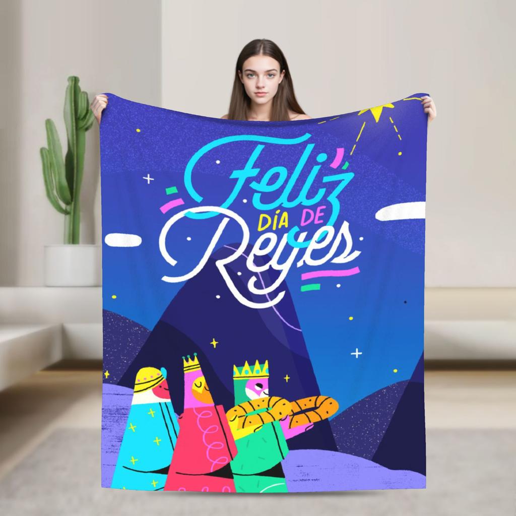 Día de los Reyes Magos Throw Blanket for Couch  Fuzzy Soft Plush Blanket 50x60 Inches Multi-size Bedspread for All Seasons