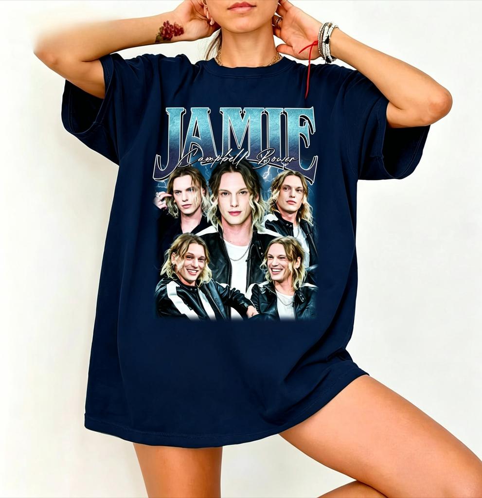 2026 Sommer Jamie Campbell Bower Upside Retro Schauspieler Trend Hochwertig Bequem Unisex Kleidung und Damenbekleidung T-Shirt