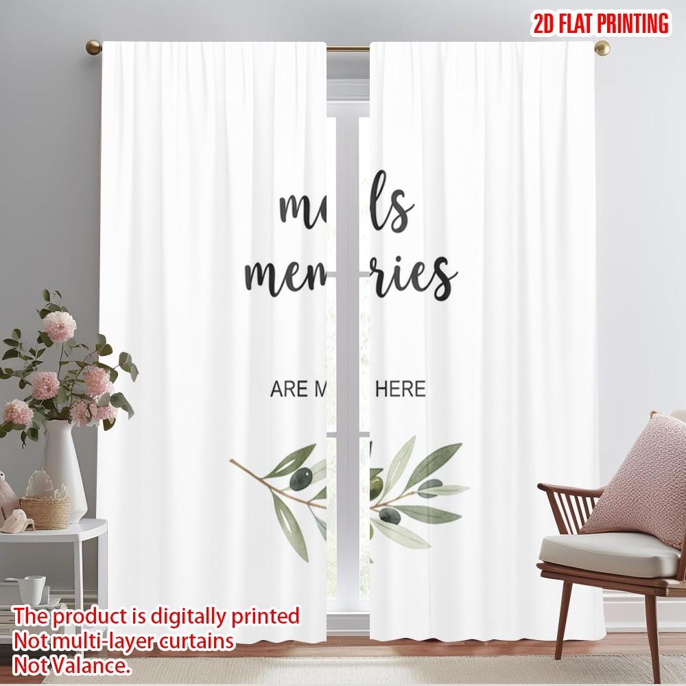 

2pcs 2D flat printing Curtains Meals Memories Made Here 100% Polyester Without Electricity Festive Wall Decor Perfect for 52.50×116.00 CM 2pcs